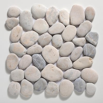 Classic Pebble Tile Light Grey 11-1/2 in. x 11-1/2 in. x 12.7mm Mesh-Mounted Mosaic Tile (10.12 sq. ft. / case)