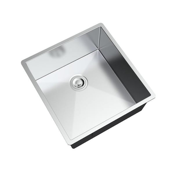 Maincraft Stainless Steel 17 in. Single Bowl Sink Undermount Handmade Kitchen Sink without Workstation with Faucet