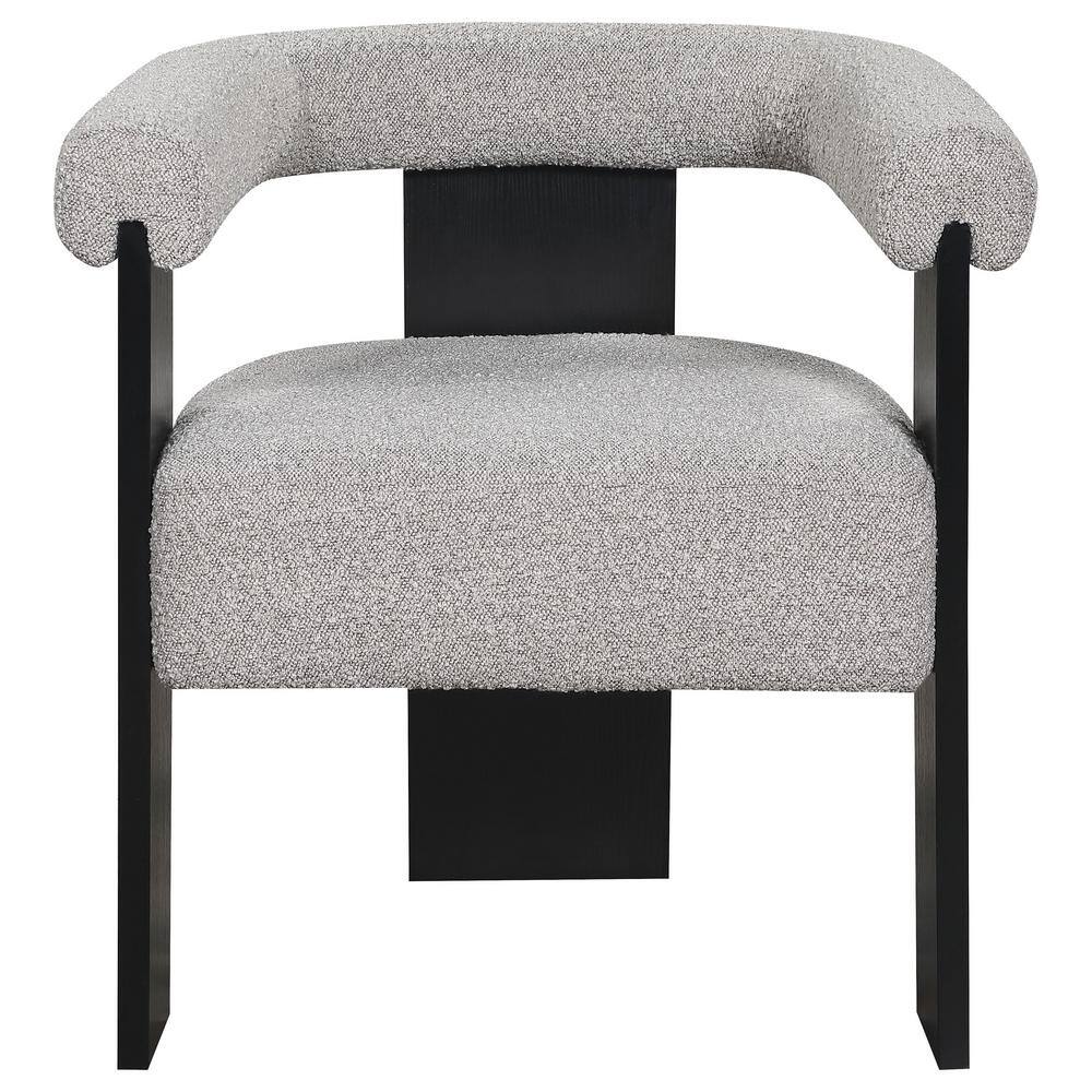 Gray Bouclé Upholstered Accent Chair with Black Wood Frame