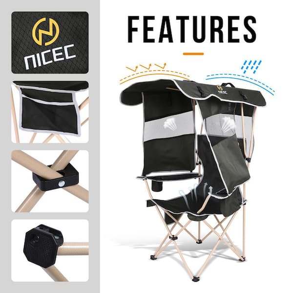 MUKE Camping Chair with Canopy, Chair with Shades, Folding Chair