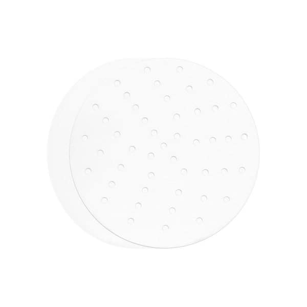 100-Piece White Perforated Steam Paper Food Grade Pulp Nonstick Liner for Bamboo Steamer Air Fryer Oven Set