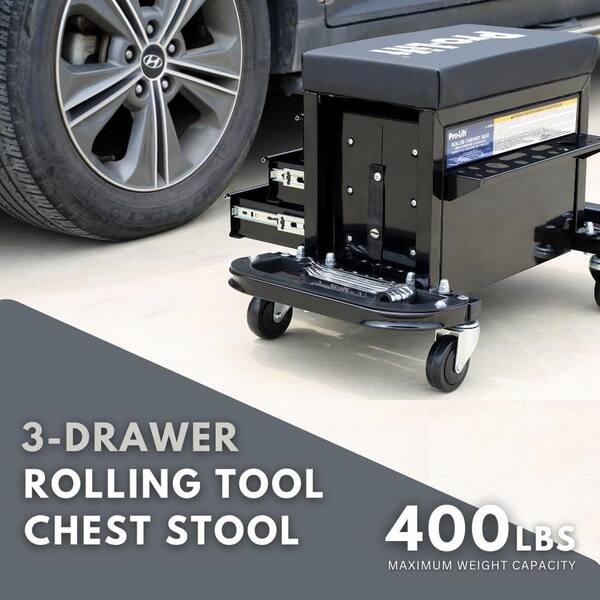 Mechanics Rolling Seat Creeper Garage Stool Shop Car Work Tool Box