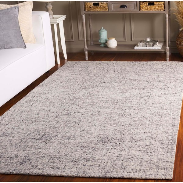 Abstract 9 ft. x 12 ft. Gray/Ivory Solid Color Abstract Area Rug