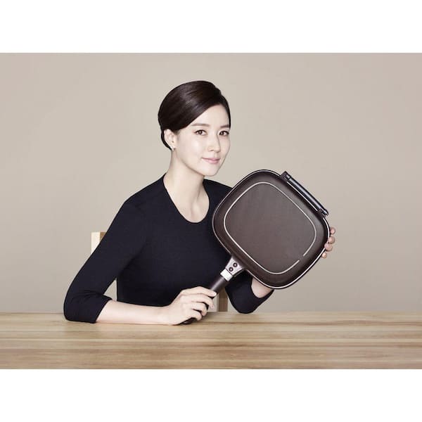 JFVKAF Titanium Nonstick Square Flip Pan Brown Non-Stick Coating