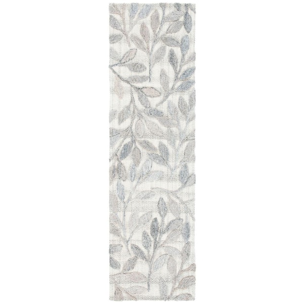 Southampton 2 ft. x 8 ft. Beige Leaves High-Low Runner Rug