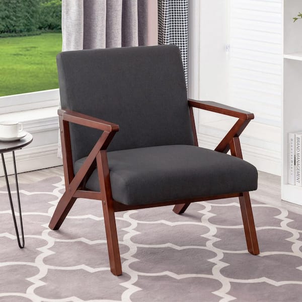 Convenience Concepts Take a Seat Cliff Dark Gray Fabric Mid-Century Modern Accent Lounge Armchair