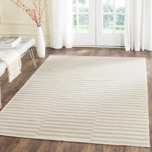 Montauk Ivory/Light Gray Doormat 3 ft. x 4 ft. Striped Area Rug