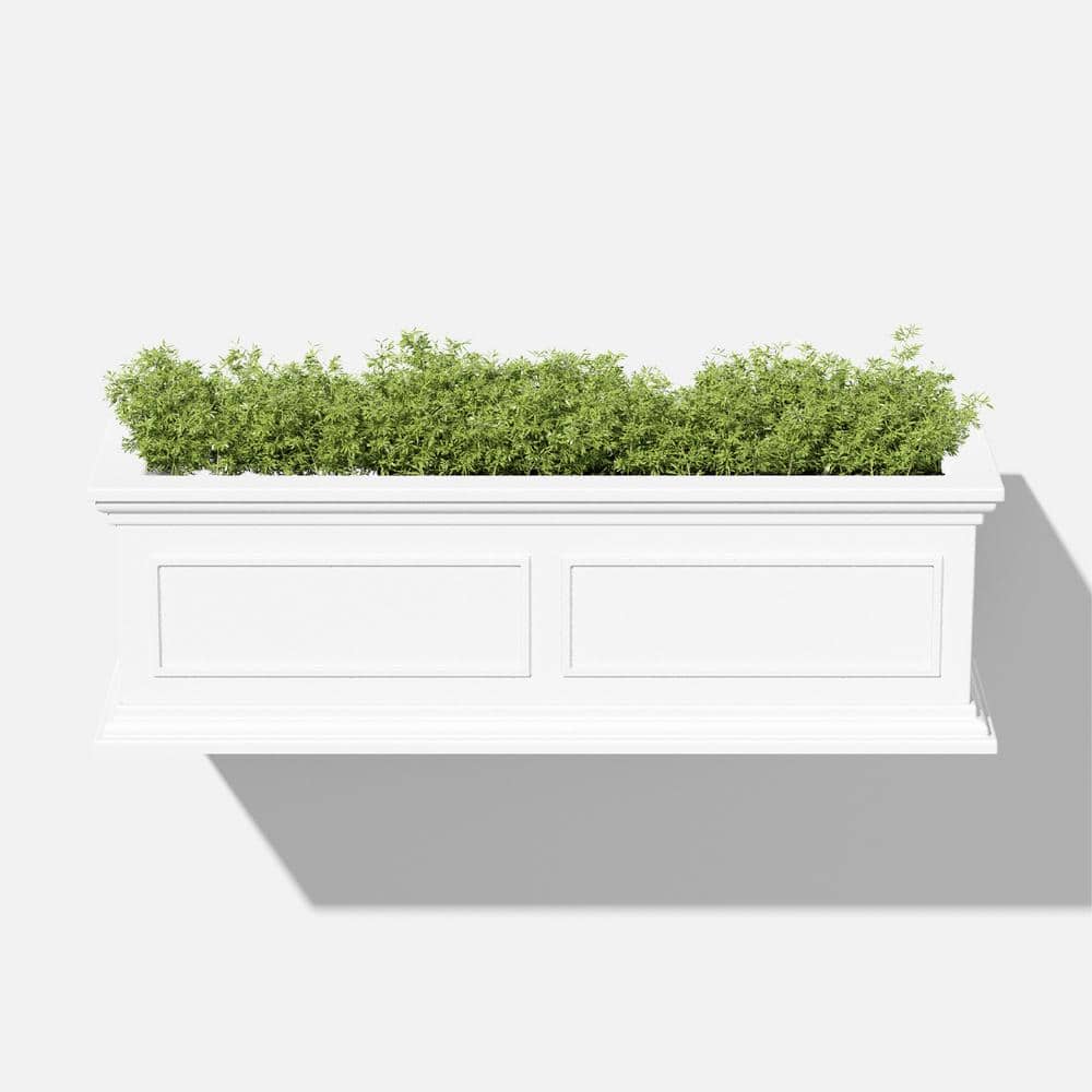 White 36" Recycled Plastic Railing Window Box Planter
