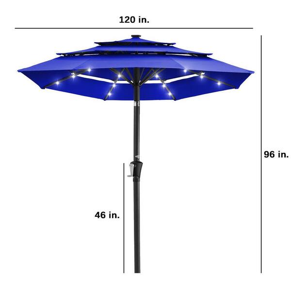 11 ft blue patio umbrella Sonkuki 11-ft Aluminum Blue Slide-tilt Cantilever Patio Umbrella one_size