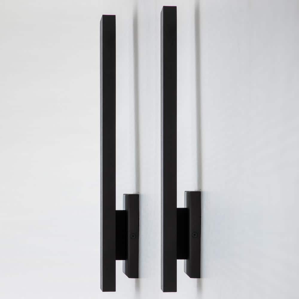 Sleek Matte Black 15" Outdoor LED Wall Sconce with Frosted Diffuser