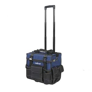 15 in. Heavy-Duty Rolling Tool Bag with Wheels in Black and Blue
