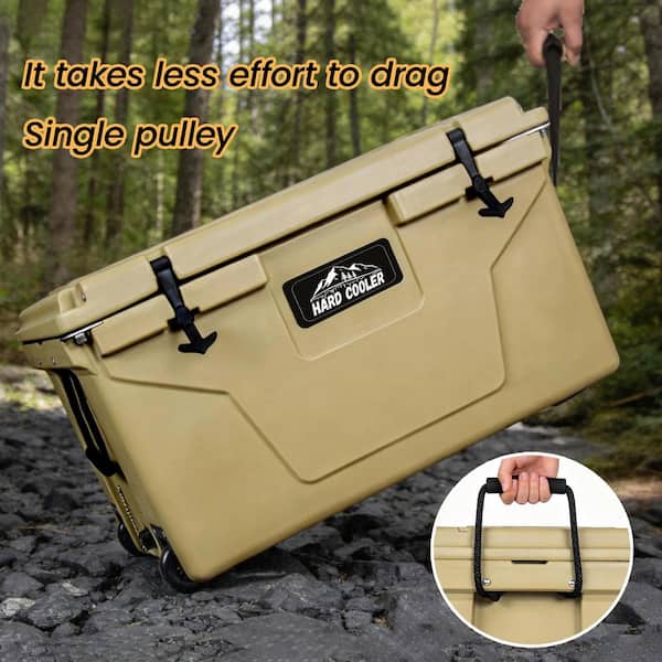 110 qt. Khaki Plastic Rotomolded Cooler, Heavy-Duty Hard Shell Ice