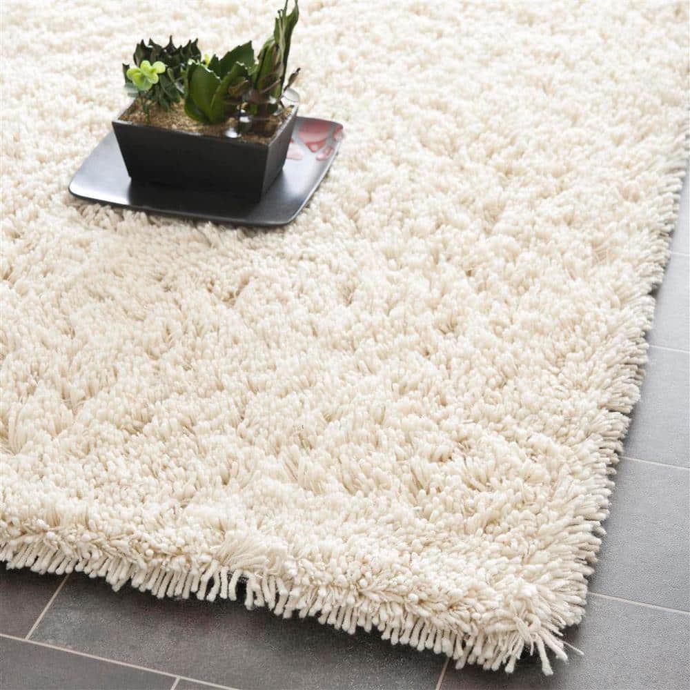 Ivory Hand-Tufted Shag Area Rug 4' x 6'