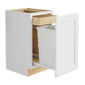 Newport Pacific White Plywood Shaker Stock Assembled Trash Can Kitchen Cabinet 1 Drawer Base 18 in. x 34.5 in. x 24 in.