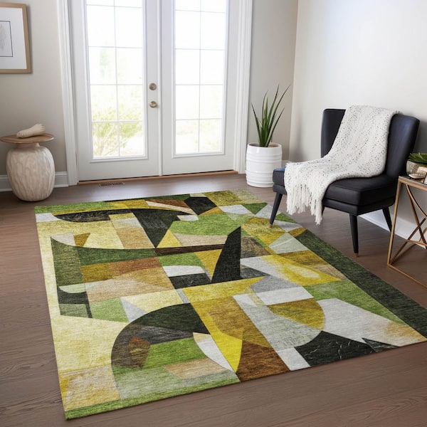 Chantille Machine Washable Indoor/Outdoor Abstract ACN1757 Green 8 ft. x 10 ft. Area Rug