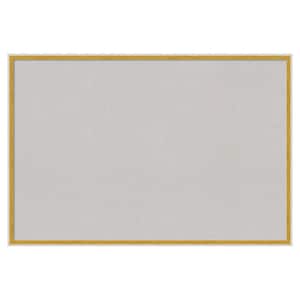 Paige White Gold Wood Framed Grey Corkboard 37 in. x 25 in. Bulletin Board Memo Board