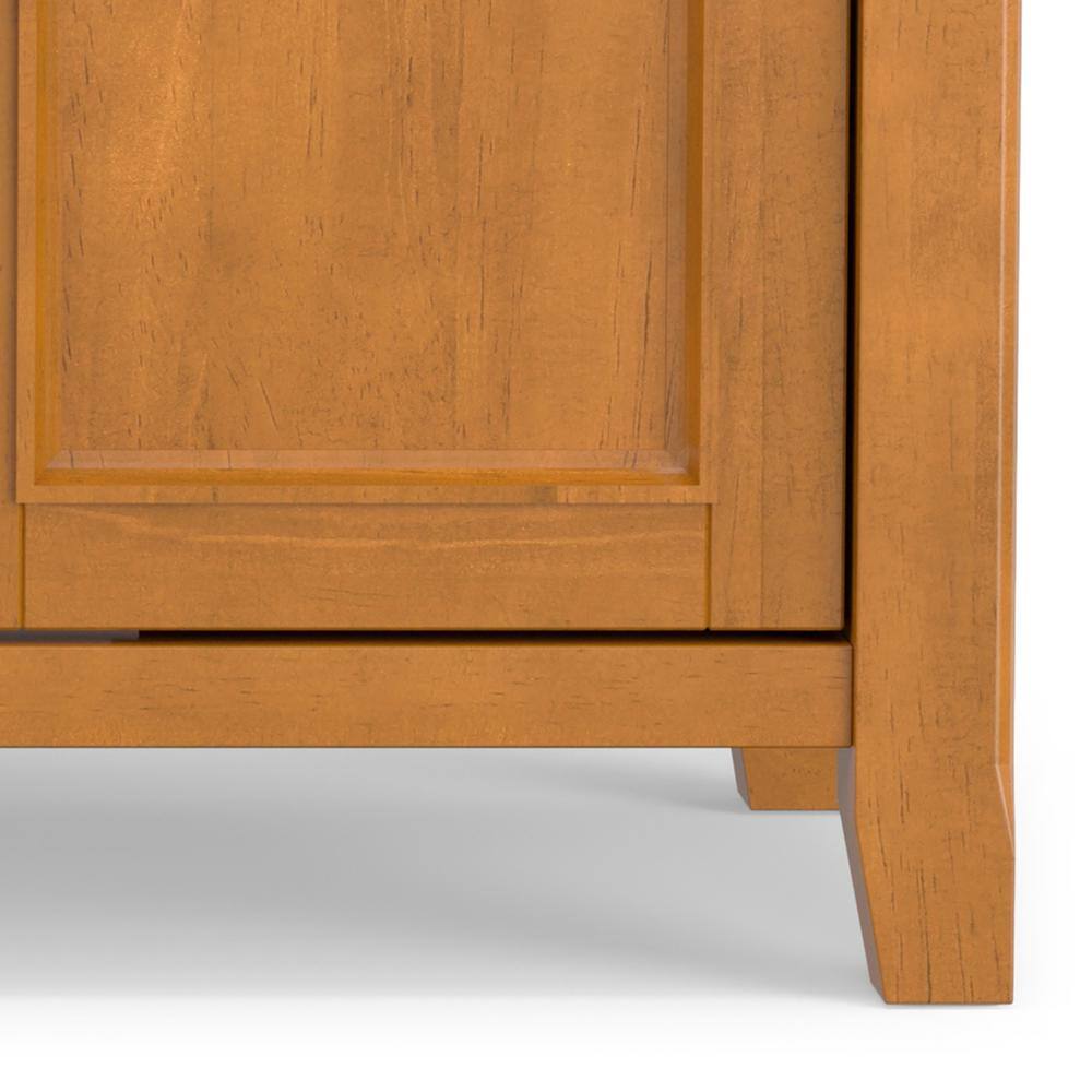 Light Golden Brown Solid Wood TV Media Stand with Cabinets