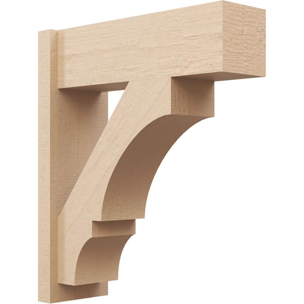 Ekena Millwork 8 in. x 28 in. x 24 in. Balboa Block Rough Cedar Woodgrain Timberthane Polyurethane Outlooker, Primed Tan