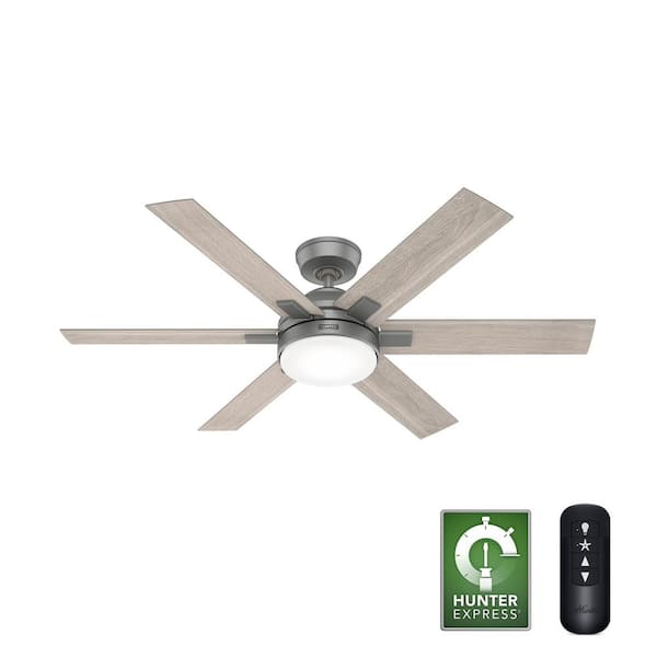 Hunter Georgetown 52 in. Integrated LED Indoor Matte Silver Ceiling Fan with Light Kit and Remote Included