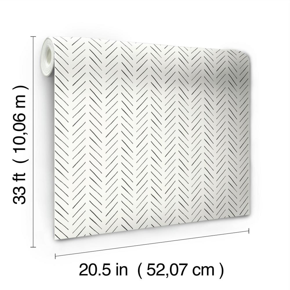 Magnolia Home Abstract Black Herringbone Pre-pasted Wallpaper