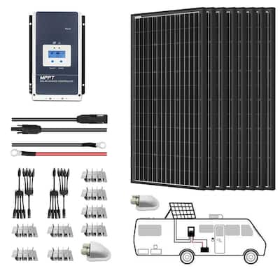 800-Watt Monocrystalline OffGrid Solar Power Kit with 8 x 100-Watt Solar Panel, 60 Amp MPPT Charge Controller