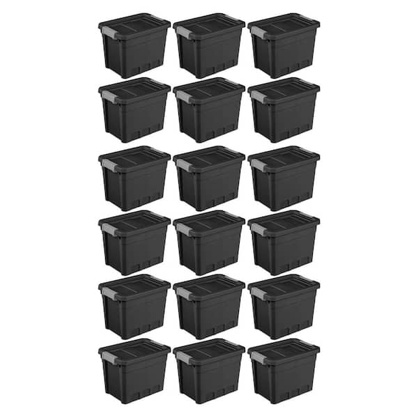  Sterilite 45 Gallon Heavy Duty Plastic Stackable Storage  Container Tote with Wheels and Latching Indexed Lid for Home Organization,  Gray, 12 Pack