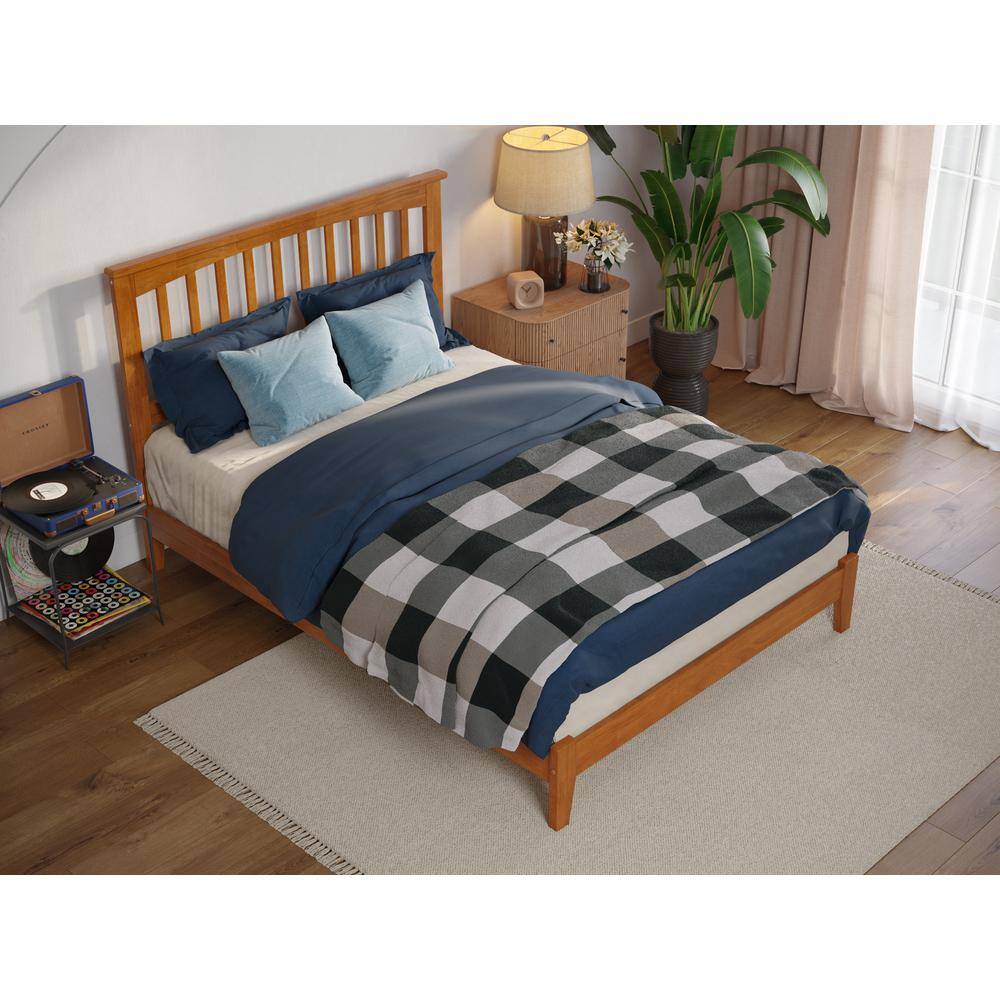 Light Toffee Full Wood Mission Platform Bed with Headboard
