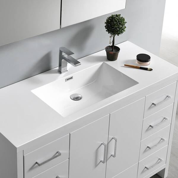 Modern Bathroom Vanity In Glossy White, Modern Bathroom Vanities With Tops
