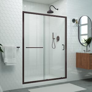 Levantine 56-60 in. W x 72 in. H Semi-Frameless Sliding Shower Door, Clear Glass in Oil Rubbed Bronze