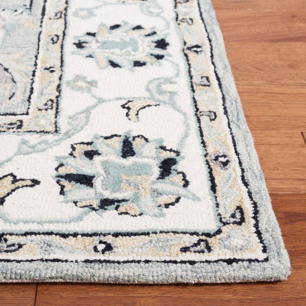 Hand-Tufted Charcoal Wool Runner Rug, 27"x9"