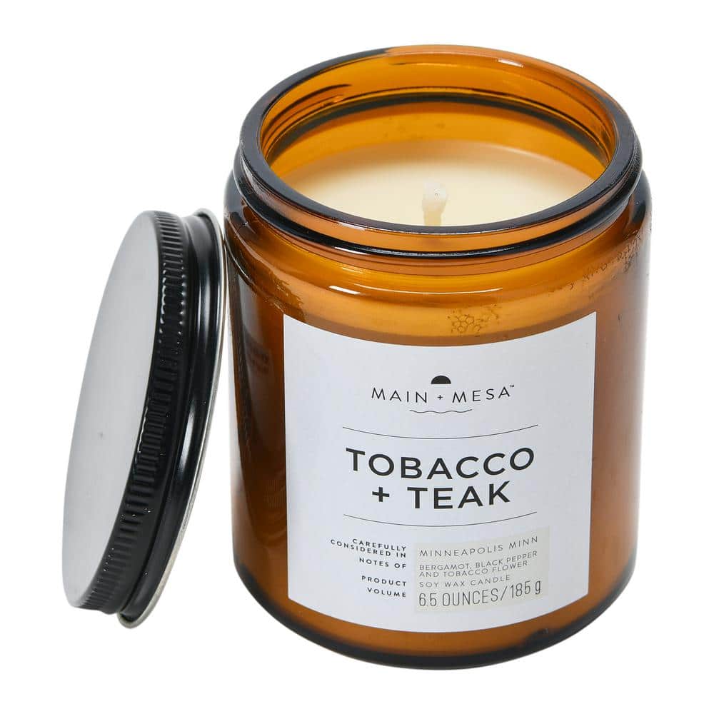 Amber Glass Jar Soy Candle with Lid, 6.5 oz