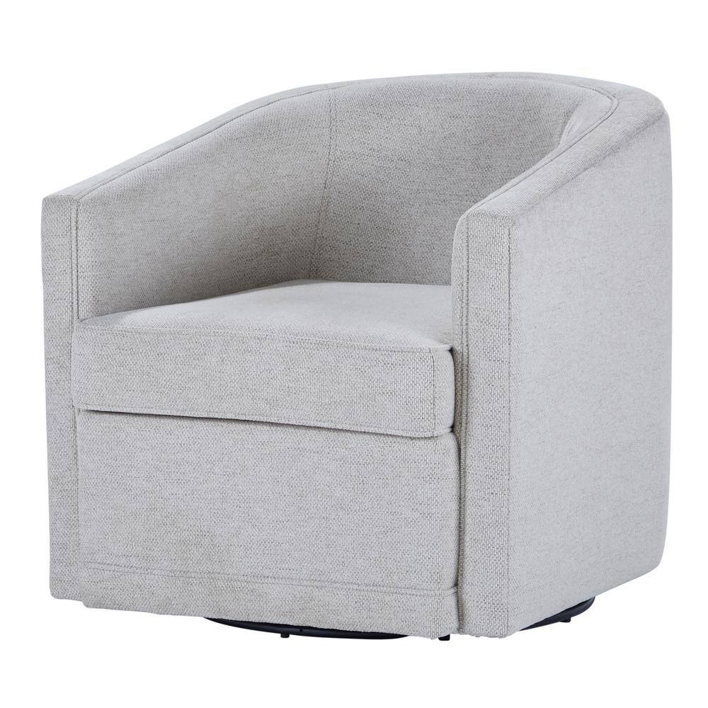 Light Gray Polyester Fabric Swivel Accent Chair with Manufactured Wood Frame