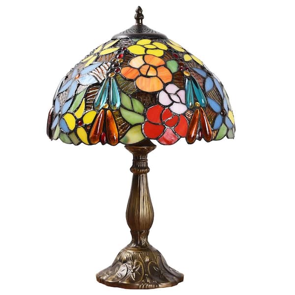 Latepis Decorative 18.1 in. Multicolored Glass Table Lamp Tiffany-Style