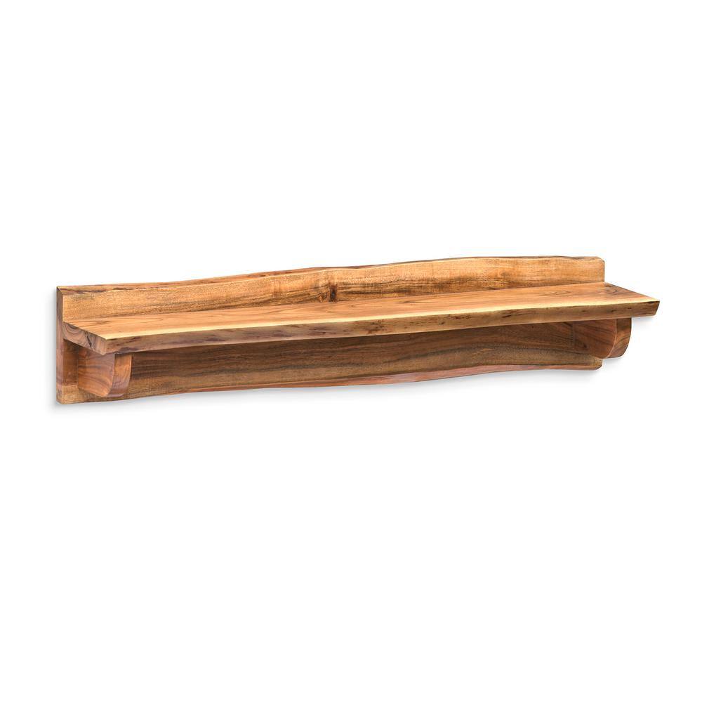 Alpine Live Edge 36 in. W x 8 in. D Natural Wood Mantel Shelf