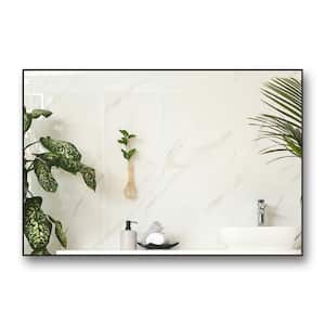 24 in. W x 36 in. H Rectangular Aluminum Framed Wall Bathroom Vanity Mirror in Black，For Living Room, Bedroom