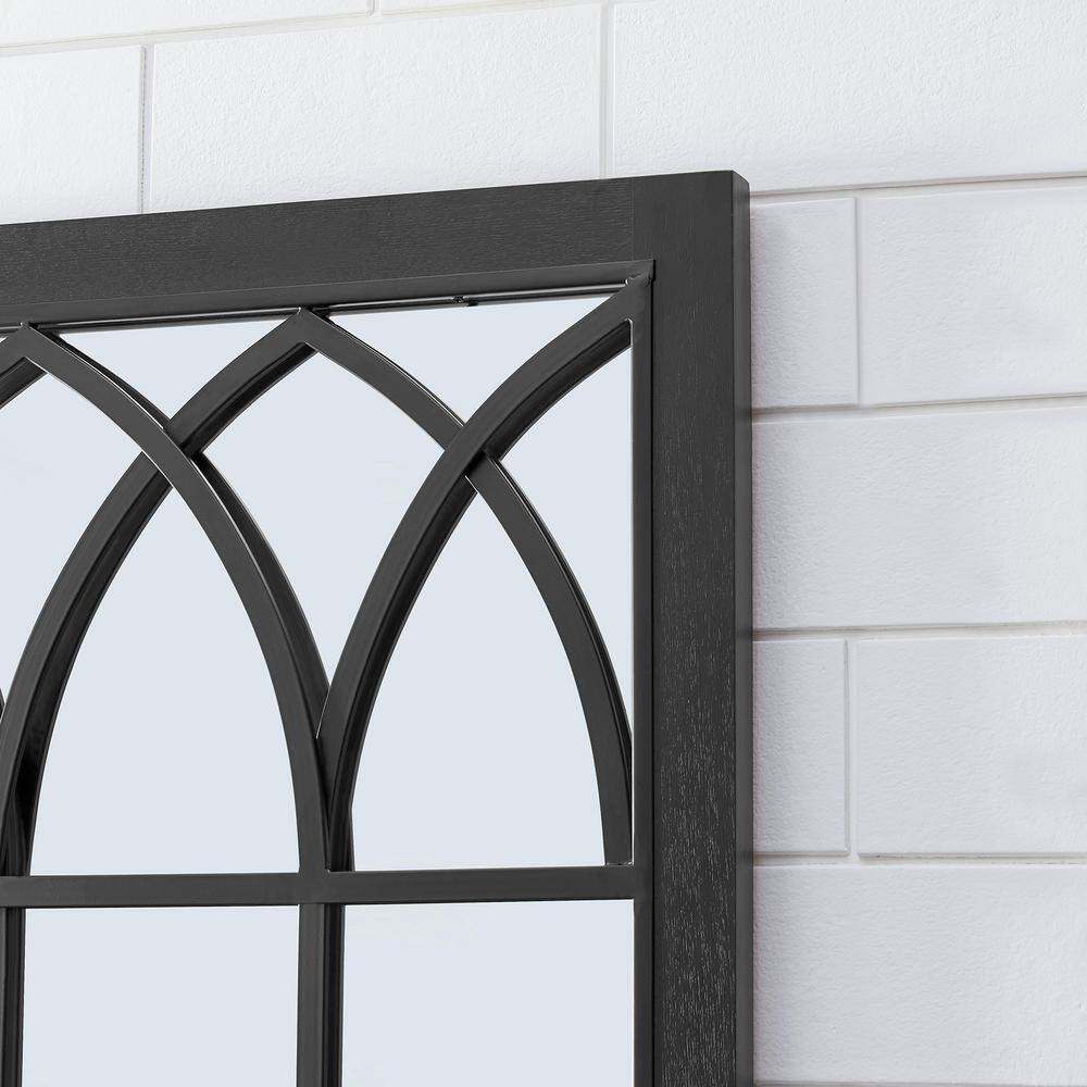 Grandview Rustic Black Wood Full-Length Arch Wall Mirror