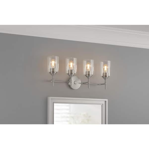 Ayelen 4-Light Brushed Nickel Modern Bathroom Vanity Light with Clear Glass