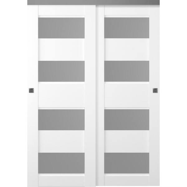 Belldinni Della 56 in. x 79 in. Bianco Noble Finished Wood Composite Bypass Sliding Door