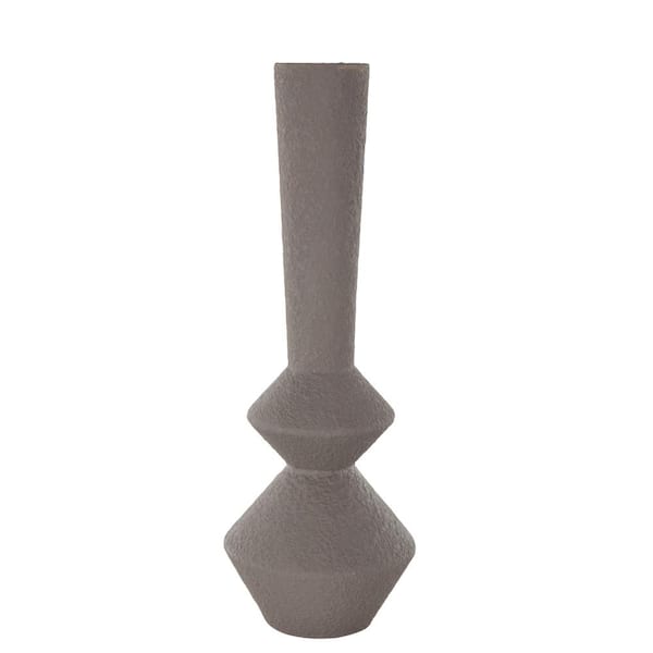 Litton Lane 25 in. Dark Gray Art Deco Fluted Trumpet Metal Decorative Vase