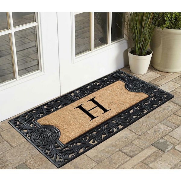 A1HC Floral Border Rubber and Coir Large Outdoor Durable