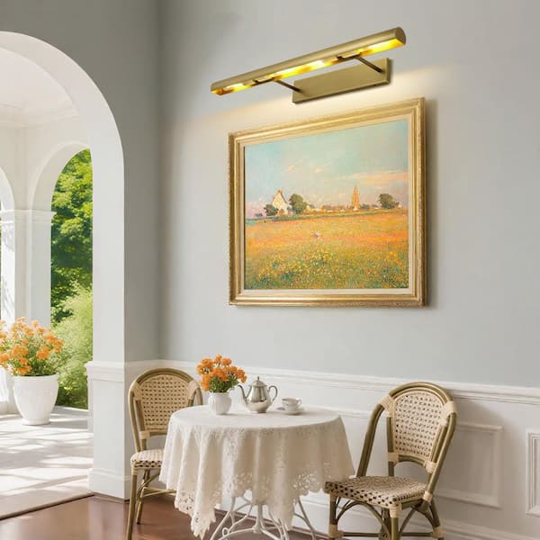 30 in. Brass Dimmable LED Picture Light with Bulb, Adjustable Up and Down with Bulbs for Display, Wall, Artwork, Gallery