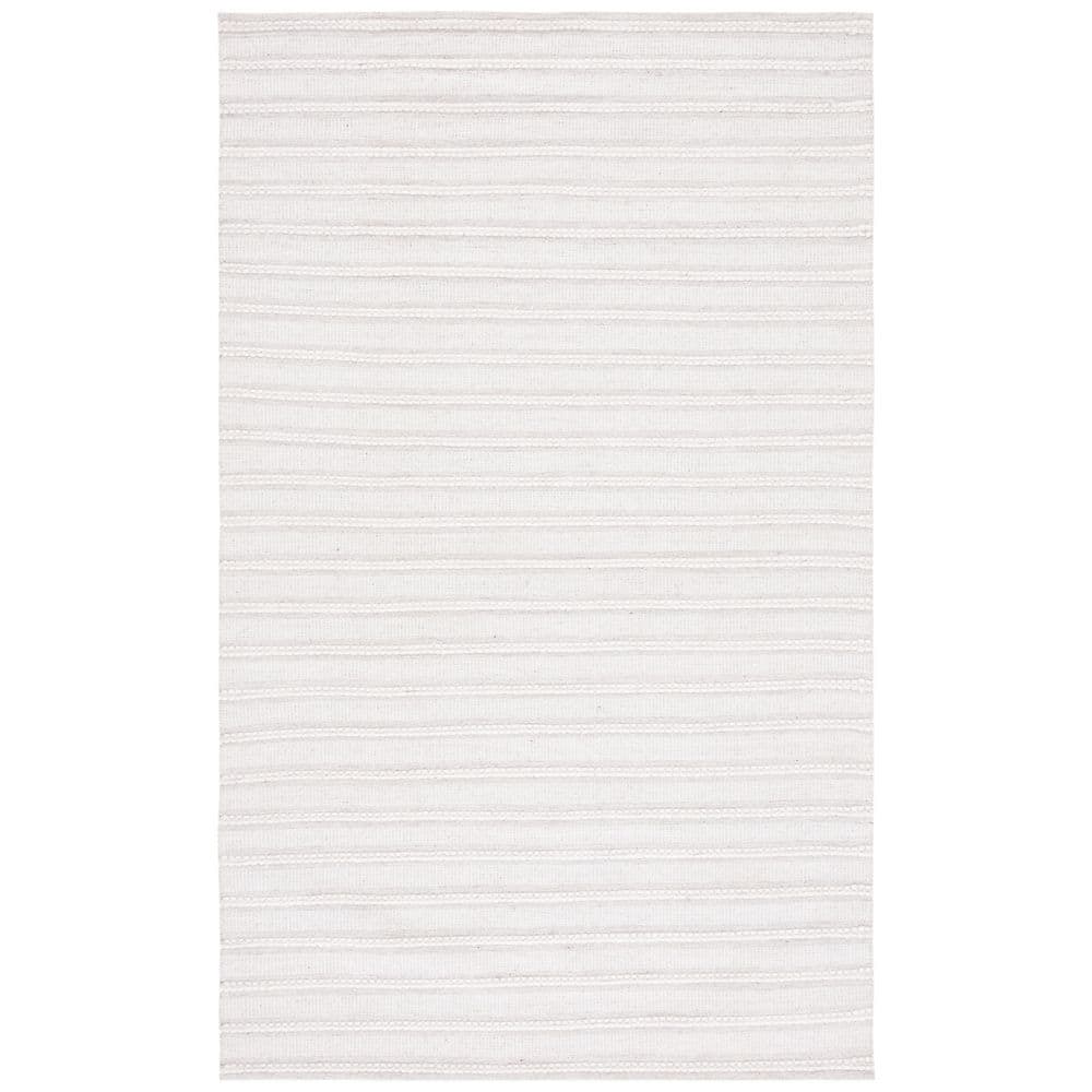 Light Grey and Ivory Flat Woven Wool Area Rug, 6' x 9'
