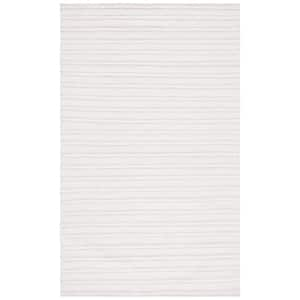 Kilim Light Grey/Ivory 6 ft. x 9 ft. High-Low Striped Solid Color Area Rug