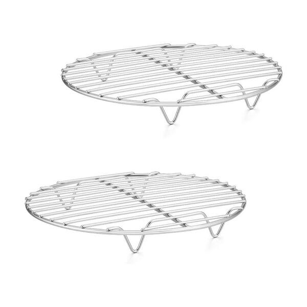 Round Stainless Steel Cooking Cooling Rack Mirror Finish, Oven Dishwasher Safe for Baking Steaming Cooling 2-Pack