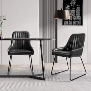 Duke Black Faux Leather Upholstered Side Dining Chairs(Set of 2)