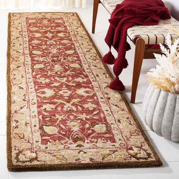 Antiquity 2 ft. x 12 ft. Red/Beige Forest Medallion Runner Rug