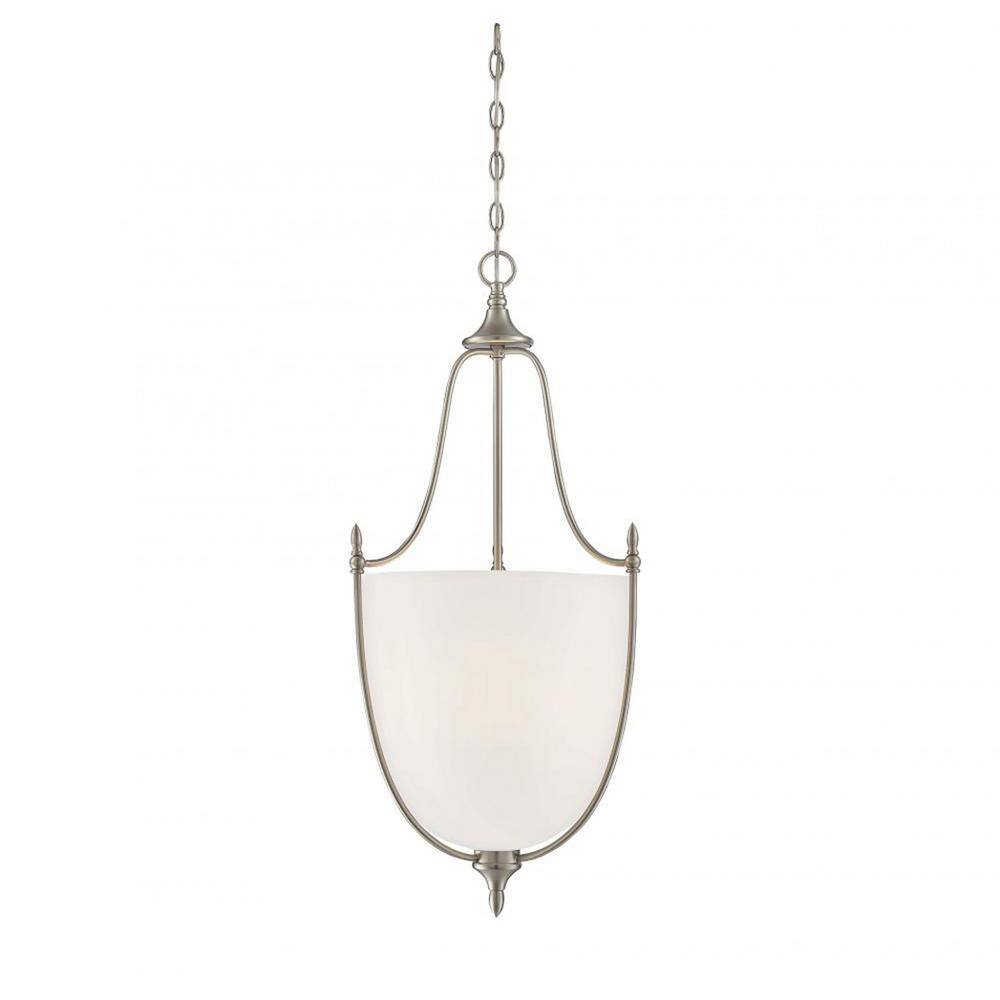 Satin Nickel 3-Light Pendant with Frosted Glass Shade