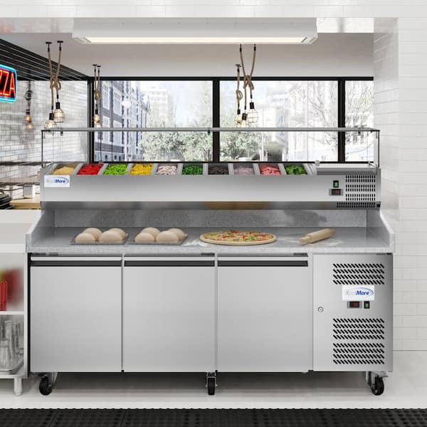 Koolmore 80 in. Commercial Granite Top Pizza Prep Refrigerator 