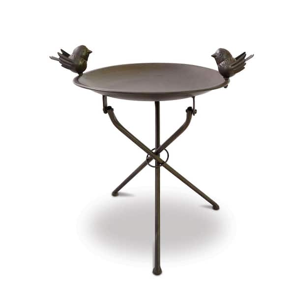 GERSON INTERNATIONAL 20.5 in. H Coffee Brown Metal Birdbath