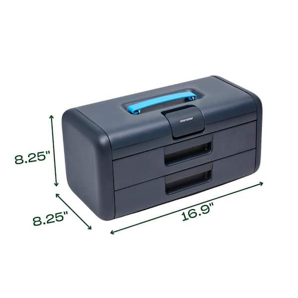 Character 17 in. Blue Portable Steel 3-Drawer Toolbox with 